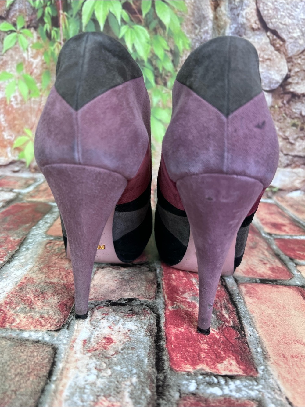 PRADA Italian Made Suede Lace-Up Color Block Luxury Platform Oxfords, 37.5 - Picture 14 of 16
